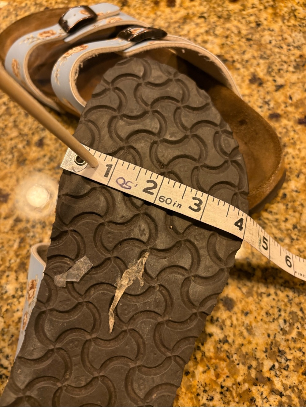 Birkis Birkenstock Blue Floral Michele Double Strap Sandal Size 40 9-9.5 Narrow - Picture 10 of 10
